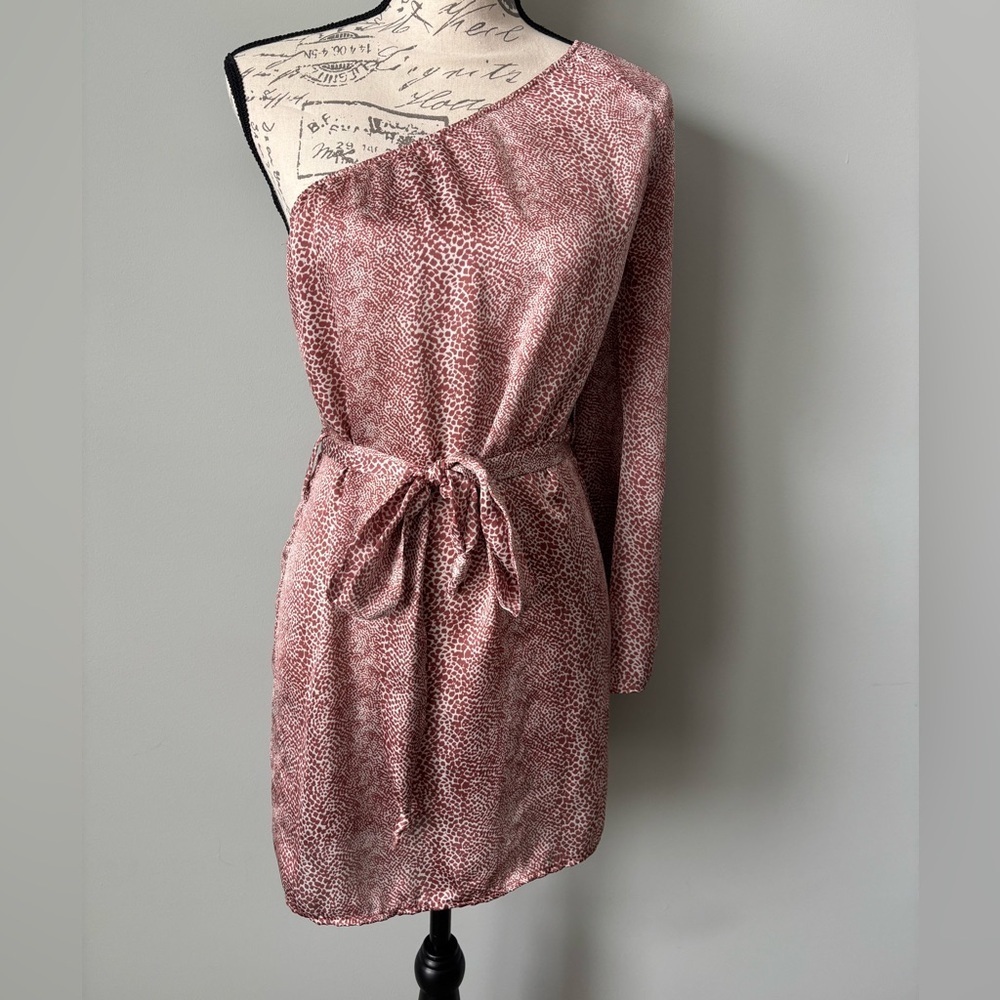 Cocolove One Shoulder Dress Pink Animal Print Cocktail Mini Dress Women’s S